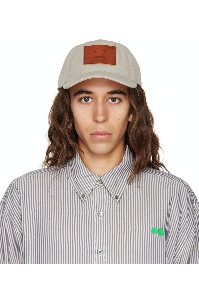 Acne Studios Leather Patch Cap - Mushroom Beige | Garmentory