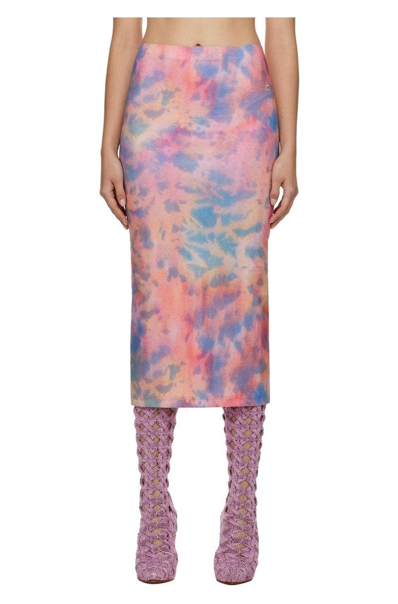 Acne Studios Cloud Dye Midi Skirt - Orange/Pink | Garmentory