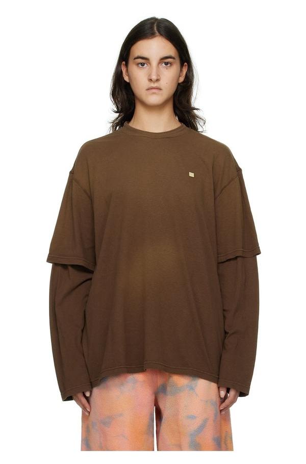Acne Studios Layered Long Sleeve T-Shirt - Coffee Brown | Garmentory