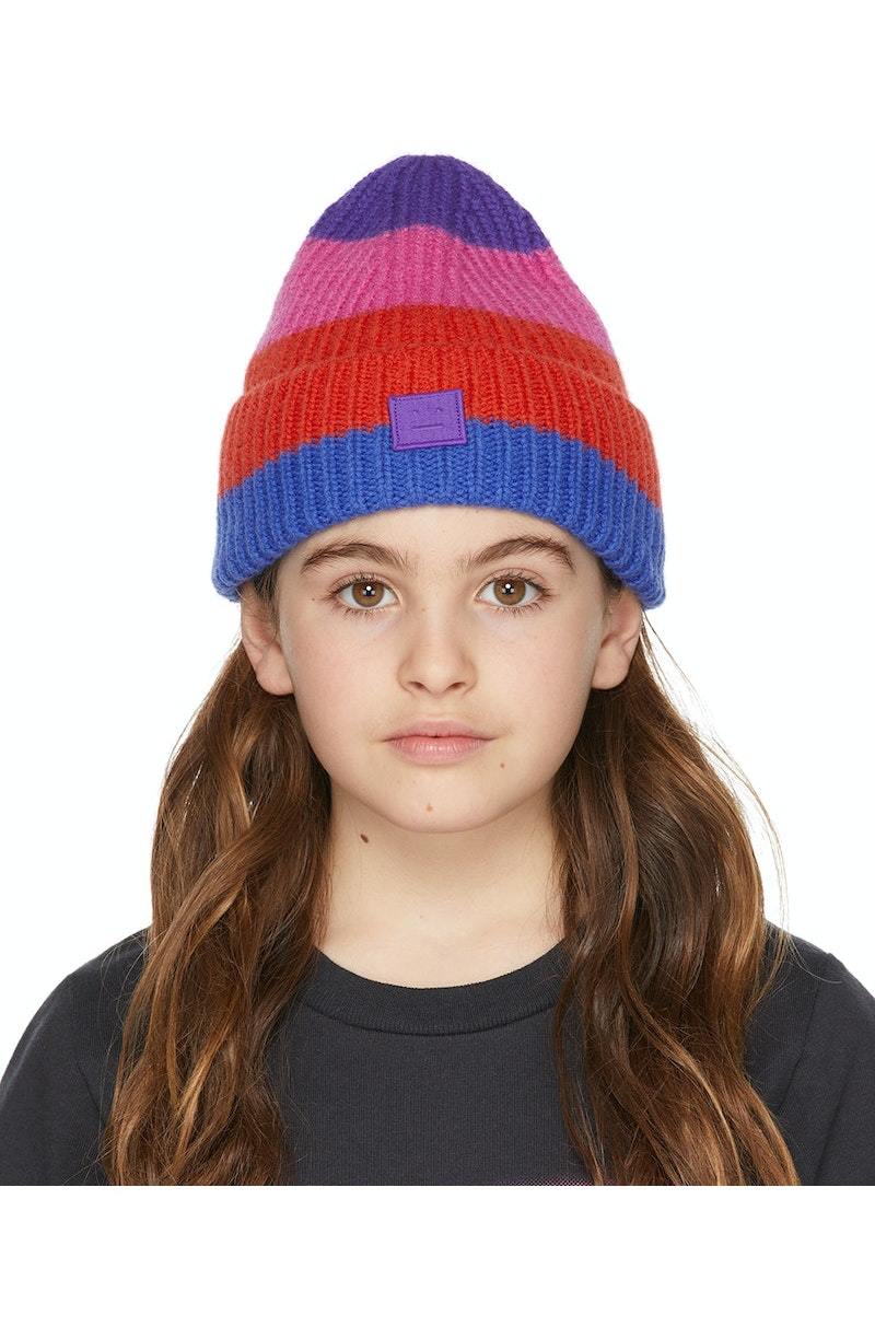 Kids Acne Studios Wool Striped Beanie Multicolor Garmentory