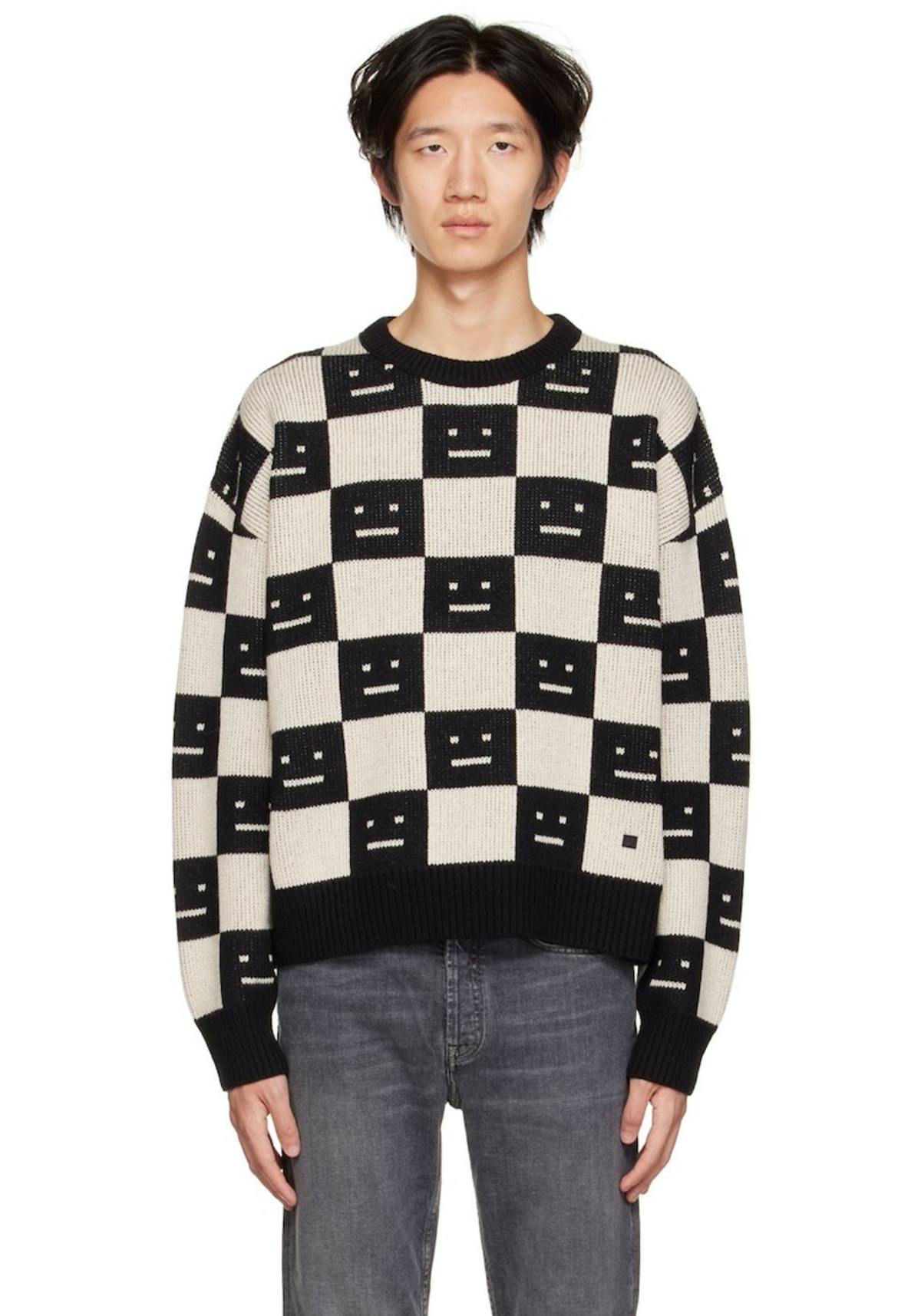 Acne Studios Black & OffWhite Check Sweater Garmentory