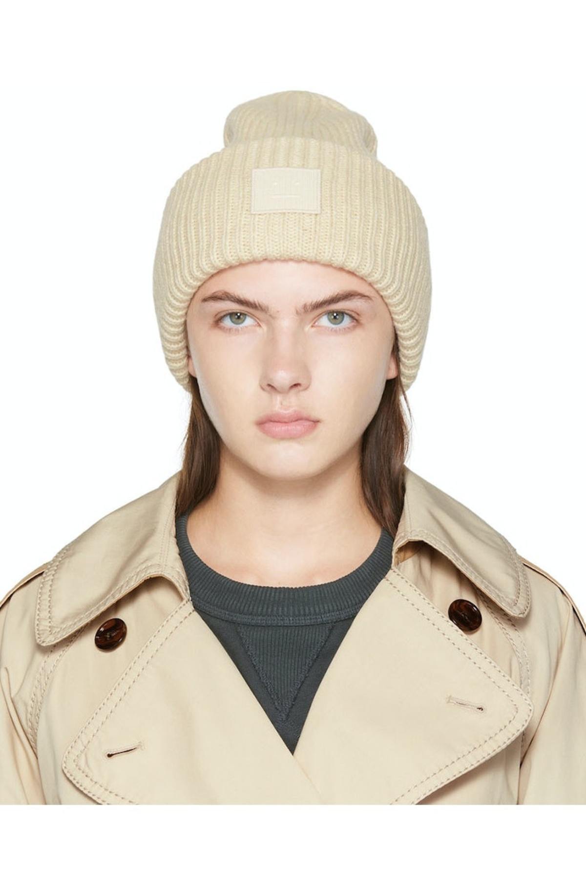 Acne Studios Patch Beanie - Oatmeal Melange | Garmentory