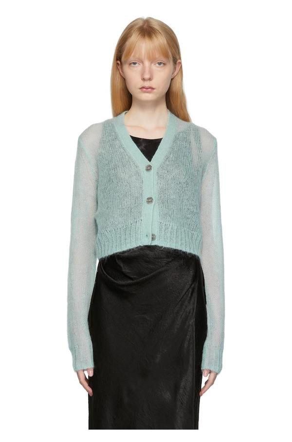 Acne Studios Blue Mohair Cropped Cardigan | Garmentory