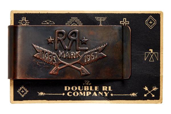 DOUBLE RL RRL ブラス マネークリップ ウイングロゴ RRL Tooled Leather Money Clip - Brown | Garmentory