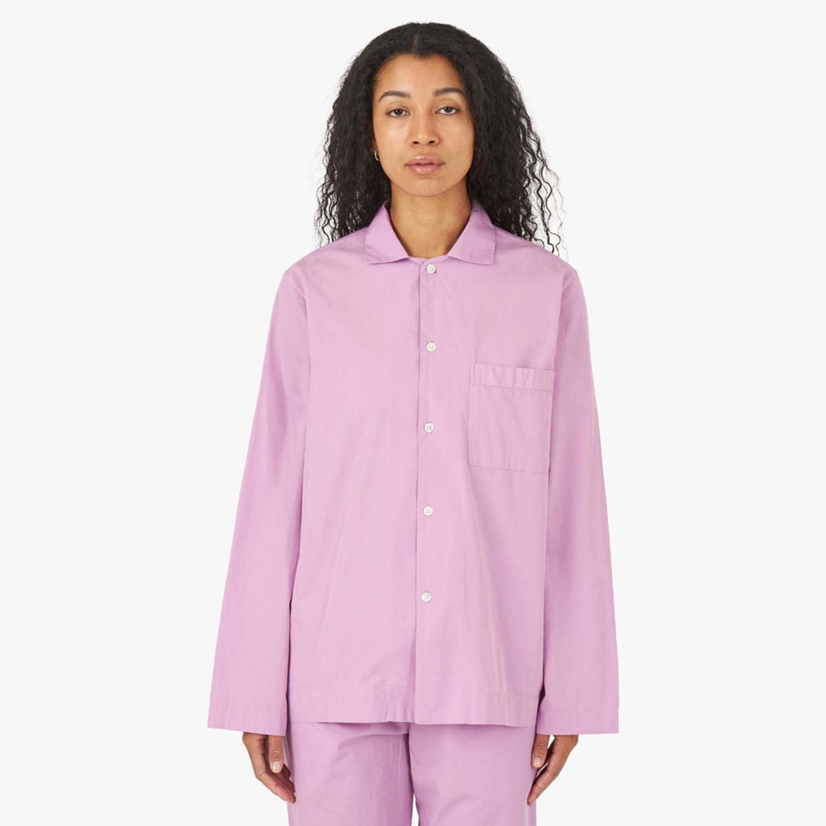 Tekla Fabrics Tekla Poplin Long Sleeve Shirt - Purple Pink 