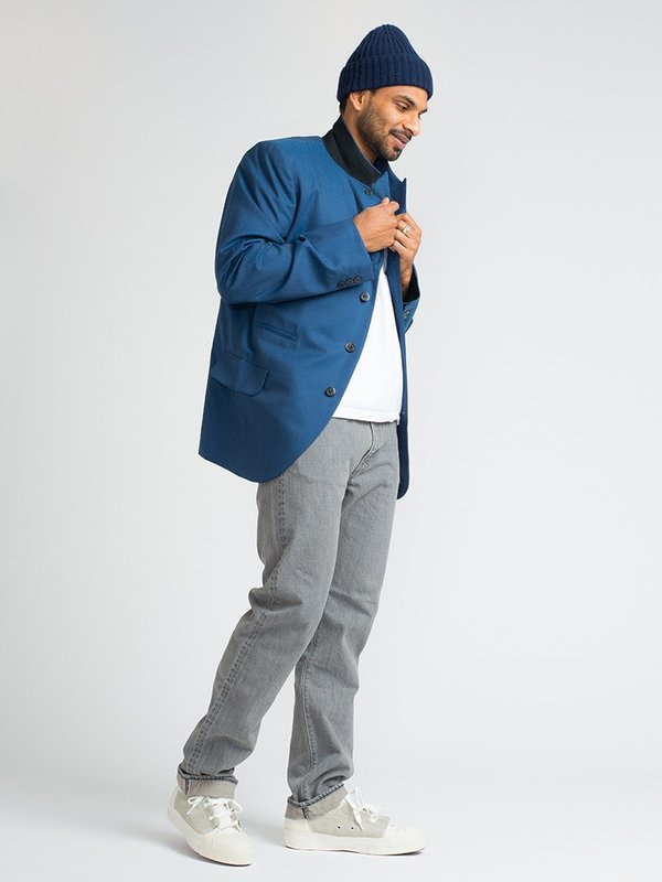 Men's Comme des Garçons Homme Plus FRENCH BLUE WOOL BLAZER-BLUE Men's Comme des Garçons Homme Plus FRENCH BLUE WOOL BLAZER-BLUE
