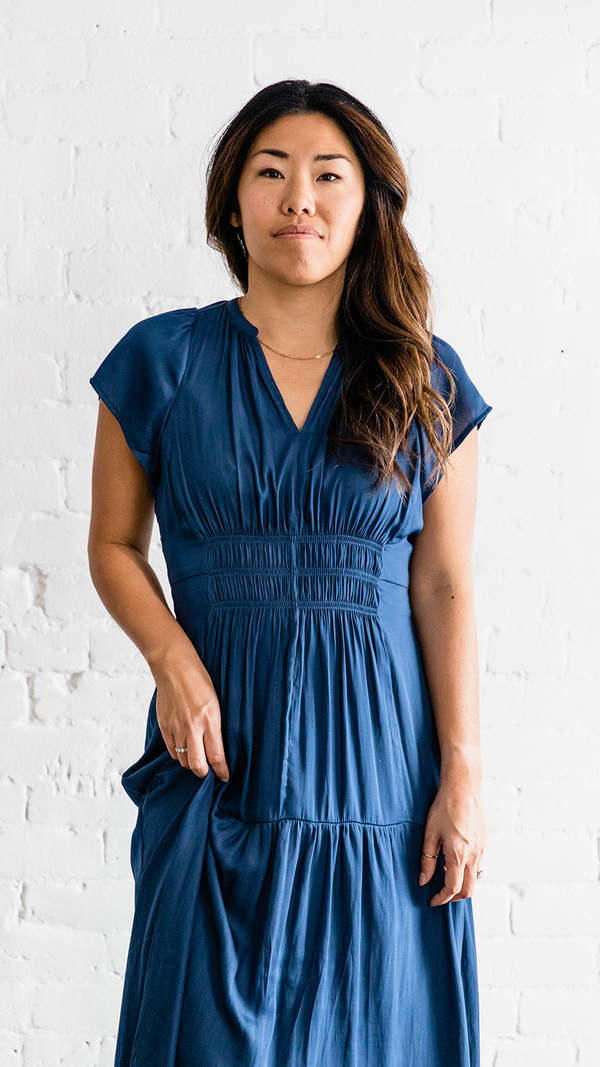 granite blue dress Sundrenched Maxi Dress in Blue Granite Laluxe Femme