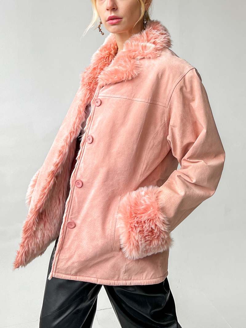 Vintage Melissa Suede Faux Fur Jacket Pink Garmentory