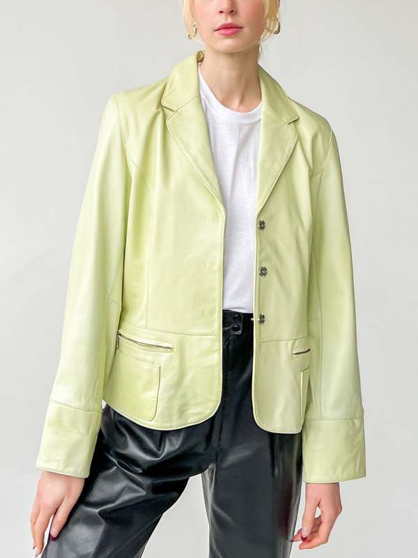 Vintage Melissa Leather Cropped Jacket - Green
