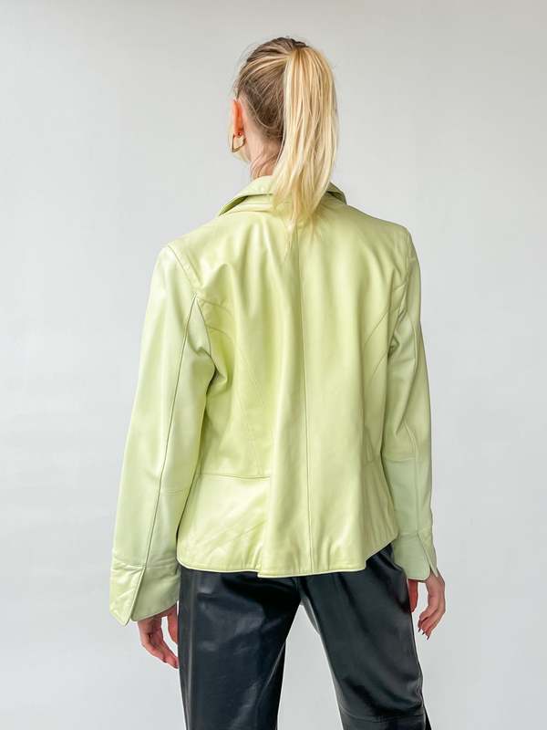 Vintage Melissa Leather Cropped Jacket - Green
