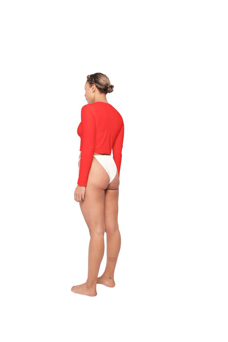 hauslabel LONG SLEEVE CROPPED TOP - REDCOAT