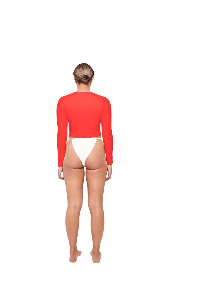hauslabel LONG SLEEVE CROPPED TOP - REDCOAT