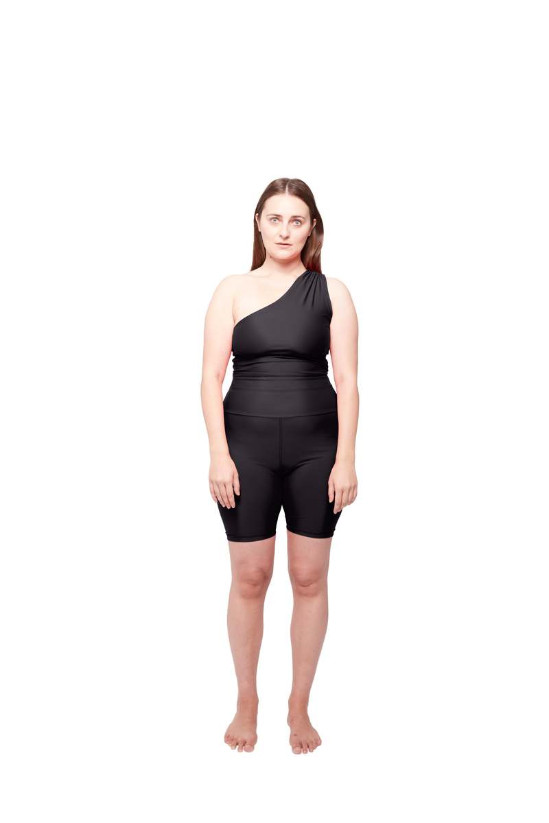 hauslabel ONE SHOULDER ASYMMETRICAL TOP - NOIR hauslabel ONE SHOULDER ASYMMETRICAL TOP - NOIR