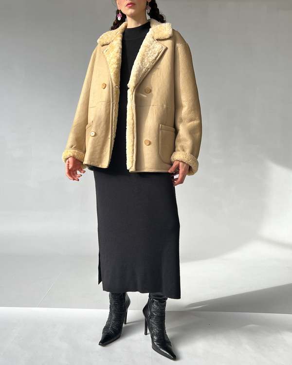 Anais Shearling Coat - Beige