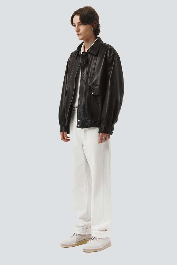 DUNST Oversized Vintage Leather Blouson - Black | Garmentory