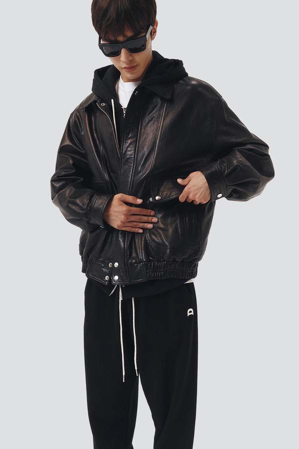DUNST Oversized Vintage Leather Blouson - Black | Garmentory