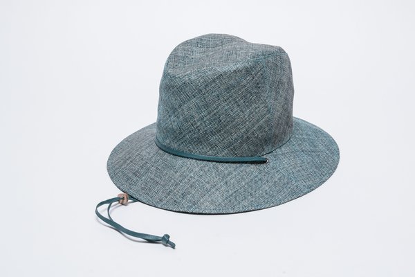 Kijima Takayuki Paper-Cloth Hat with Chin Chord - Blue Kijima Takayuki Paper-Cloth Hat with Chin Chord - Blue
