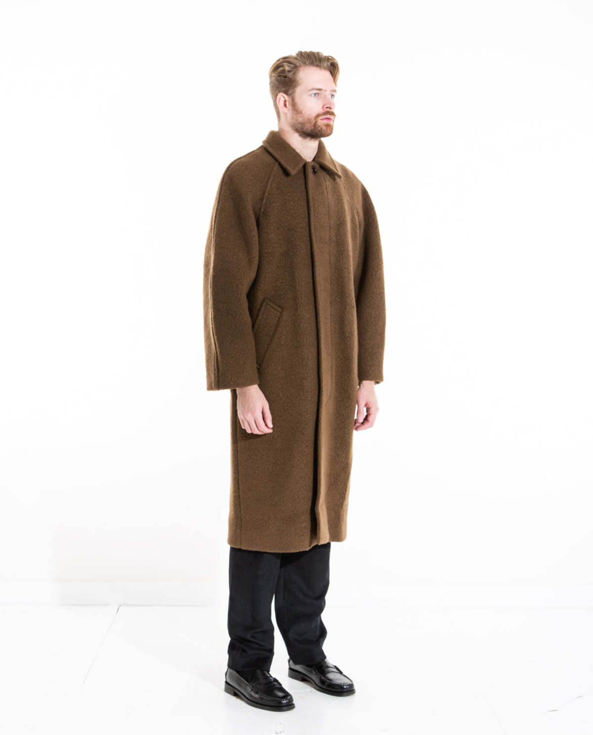 AMOMENTO Boucle Raglan Coat - Brown | Garmentory