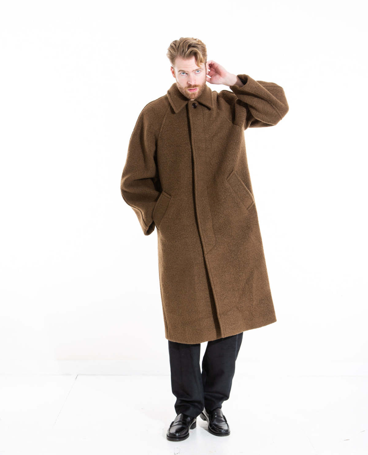 AMOMENTO アモーメント WOOL RAGLAN COAT AMOMENTO Brown Raglan Coat AMOMENTO