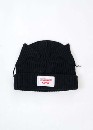 Charles Jeffrey SUPERSIZED CHUNKY EARS BEANIE - Black | Garmentory