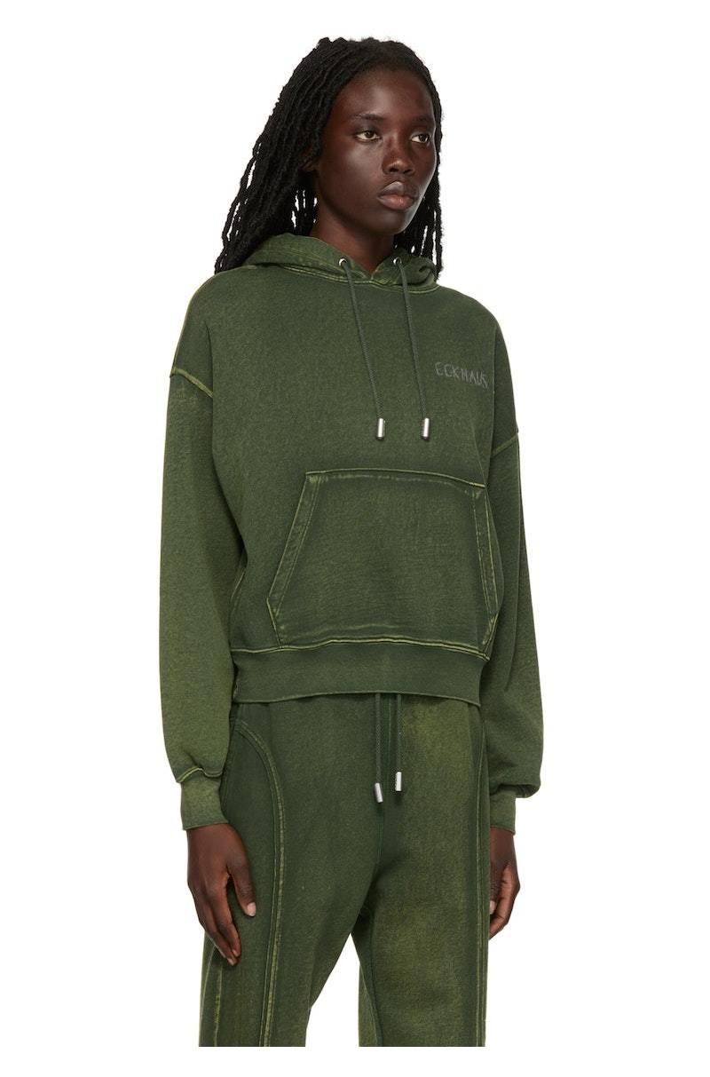 Eckhaus Latta Green Cotton Hoodie | Garmentory