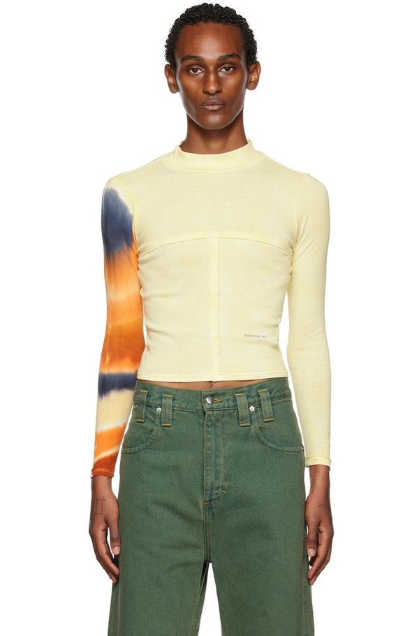 【関税込み】Eckhaus Latta マルチカラー Lapped 長袖Tシャツ Eckhaus Latta Yellow Lapped Turtleneck | Garmentory