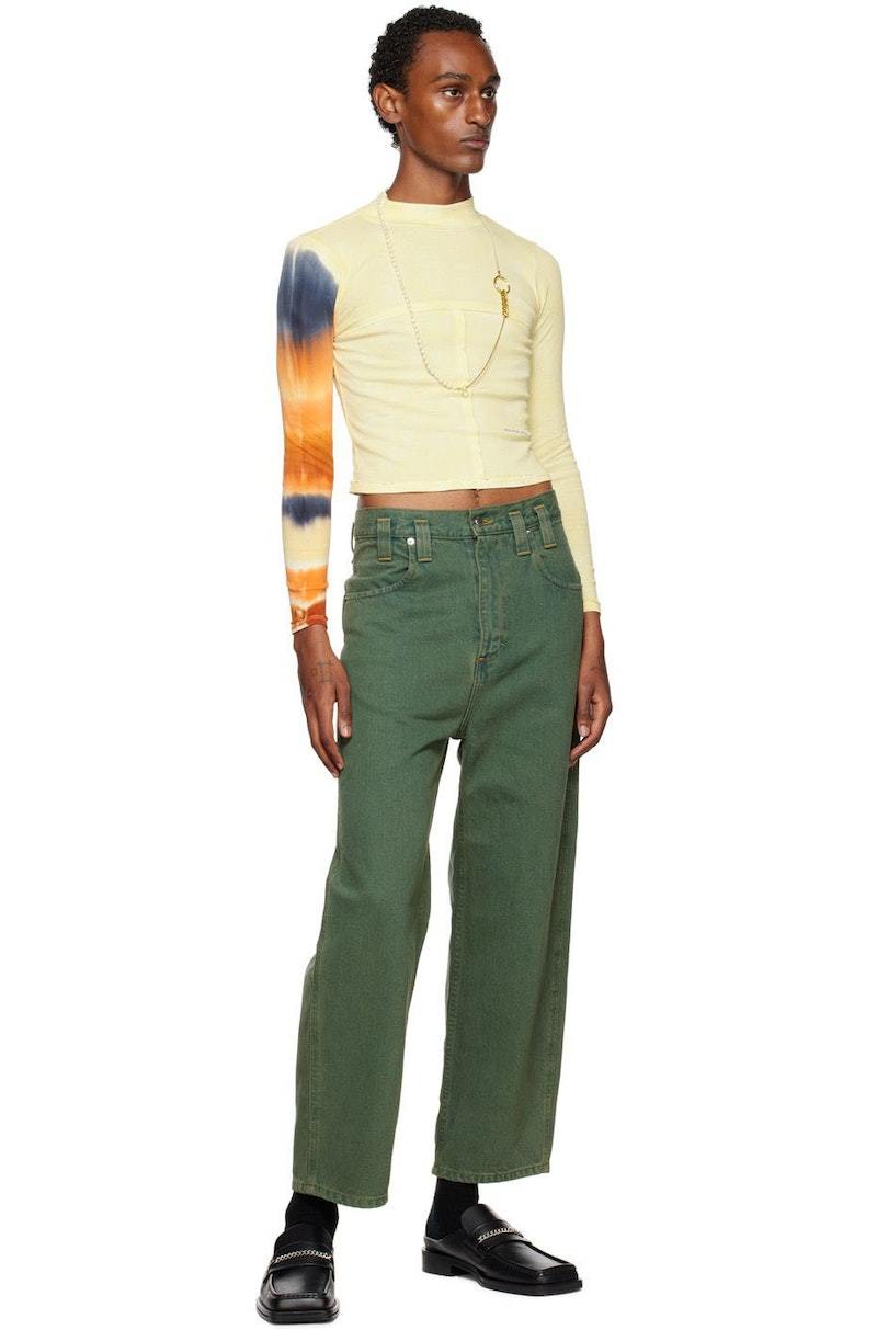 Eckhaus Latta Yellow Lapped Turtleneck | Garmentory