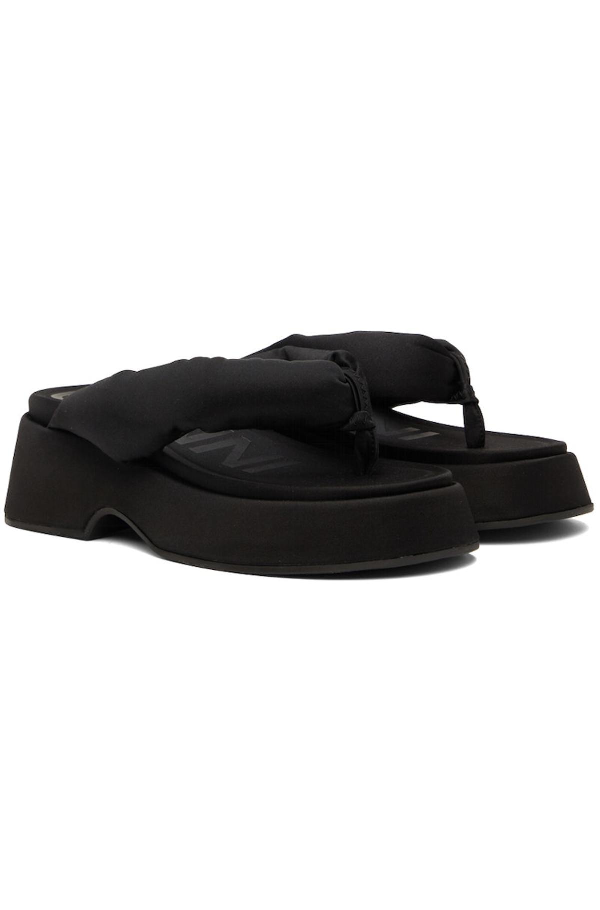 Ganni Retro Thong Platform Sandals Black Garmentory