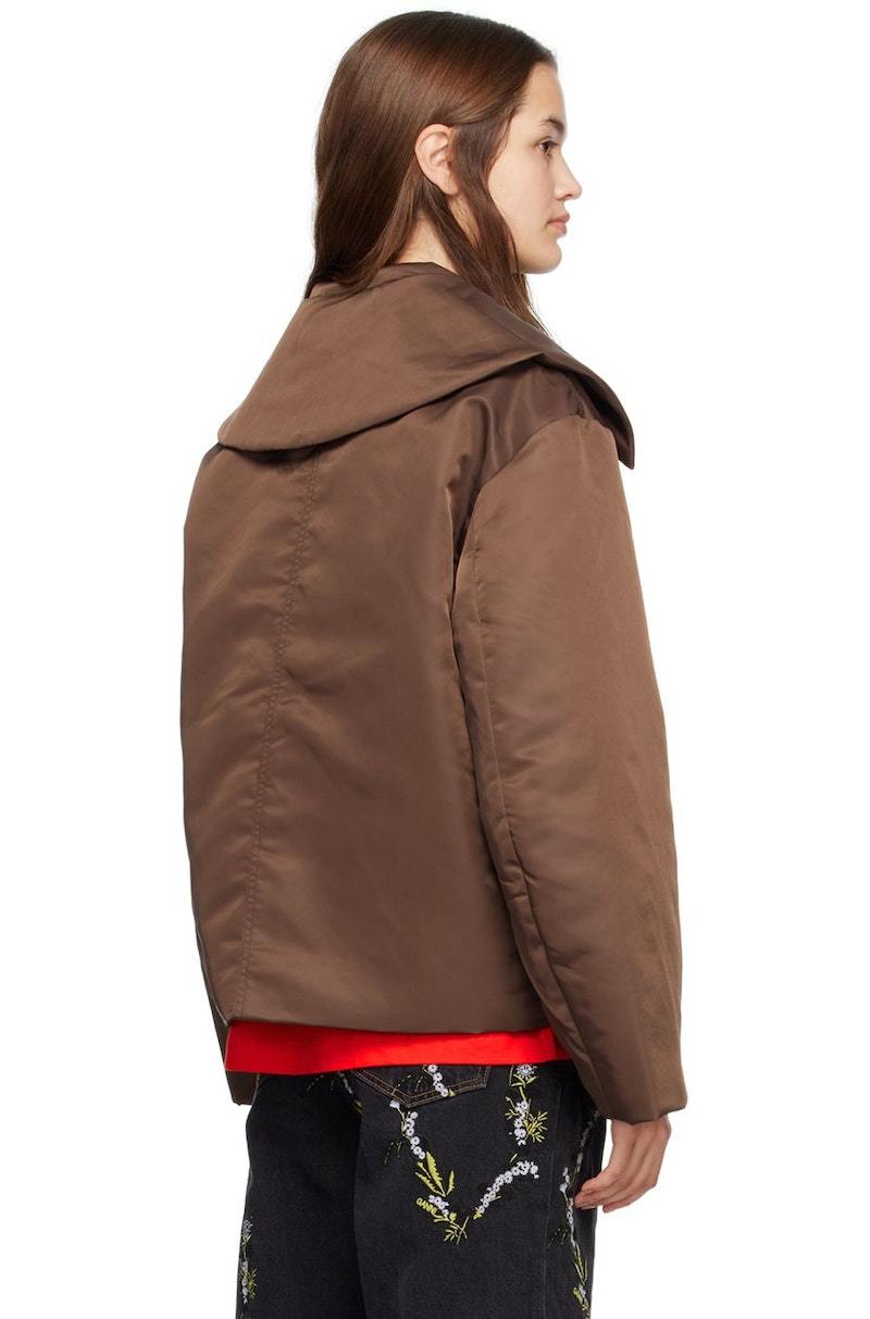 関税送料込♪GANNI/Nylon Big Collar Jacket Ganni Big Collar Jacket - Chicory Coffee | Garmentory