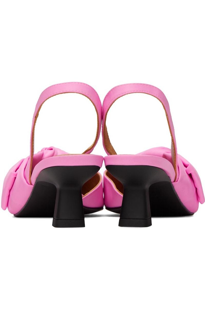 Ganni Soft Bow Slingback Heels - Cyclamen | Garmentory