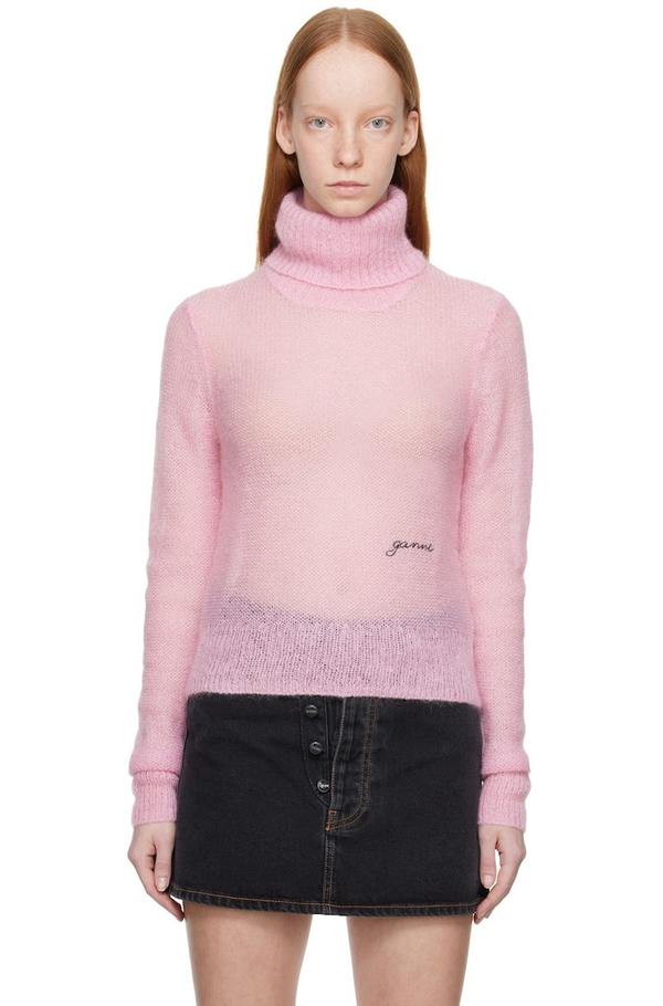 GANNI Pink Brushed Turtleneck | Garmentory