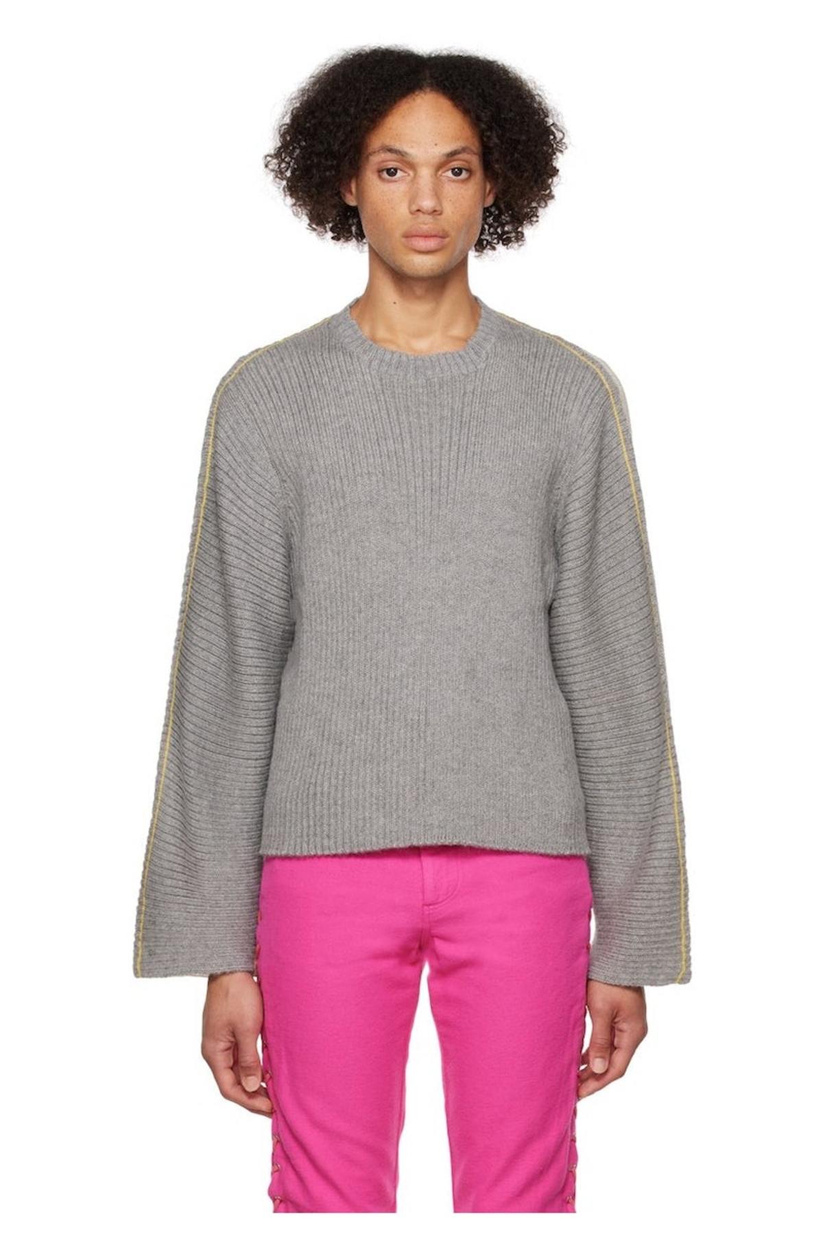 Eckhaus Latta Gray & Off-White Ash Sweater - Image 1 of 4