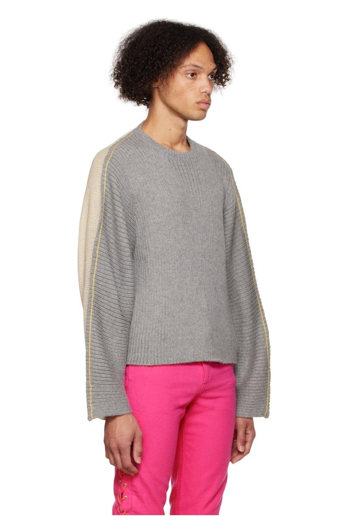 Eckhaus Latta Gray & Off-White Ash Sweater - Image 2 of 4