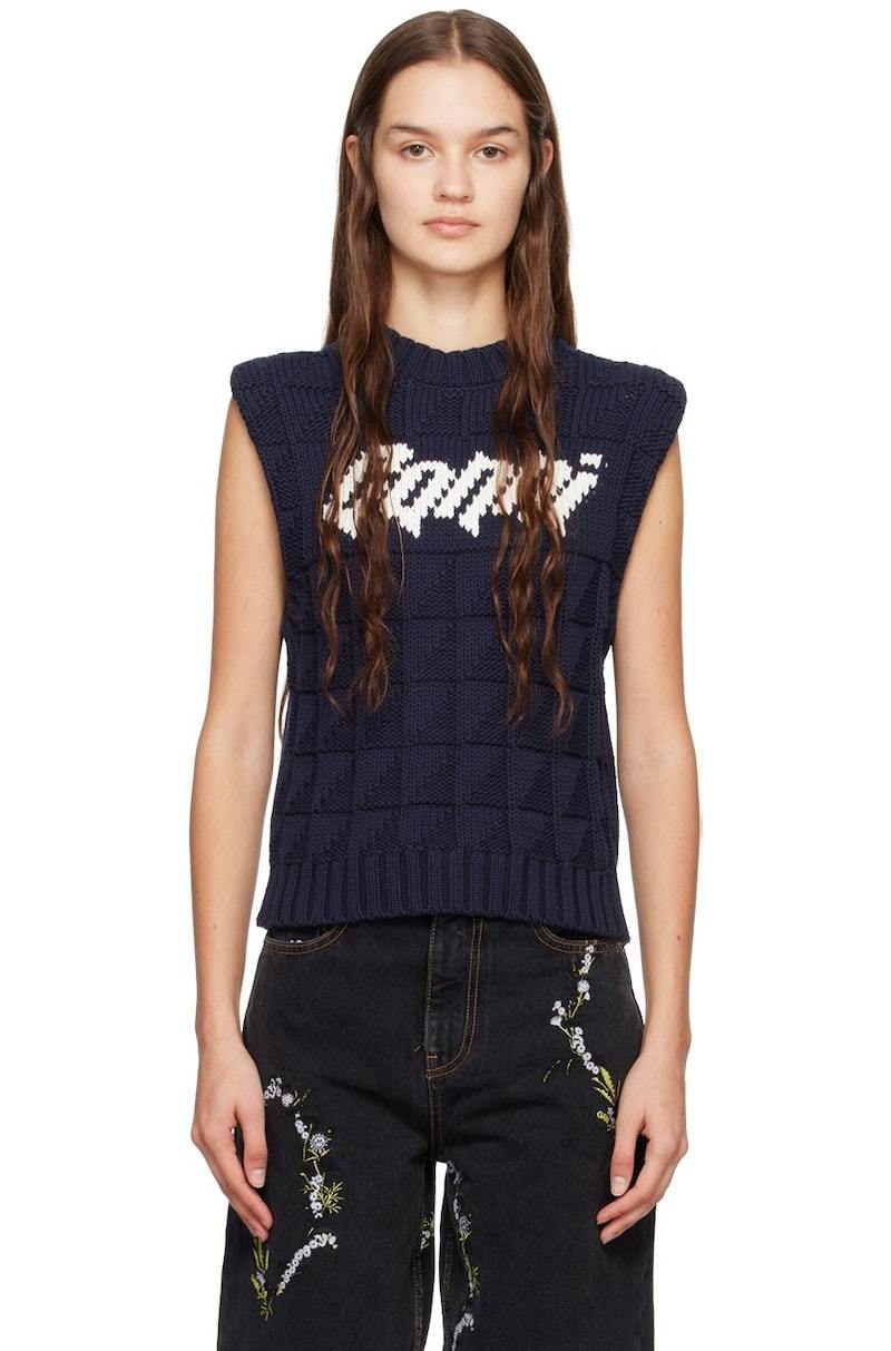 Ganni Cotton Rope Vest - Sky Captain | Garmentory