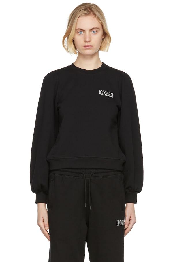 GANNI Black Software Isoli Puff Shoulder Sweatshirt | Garmentory