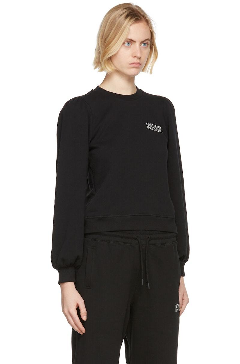 GANNI Black Software Isoli Puff Shoulder Sweatshirt Garmentory