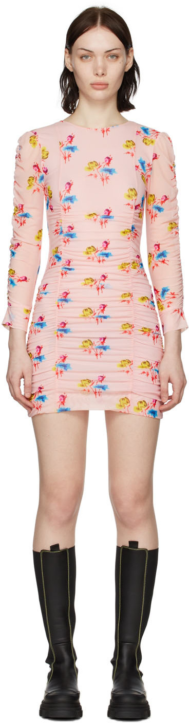 pink nylon dress JUDE CONNELLY Womens Nylon Dress Pink White Geometric 3/4 Sleeve Slits Size M