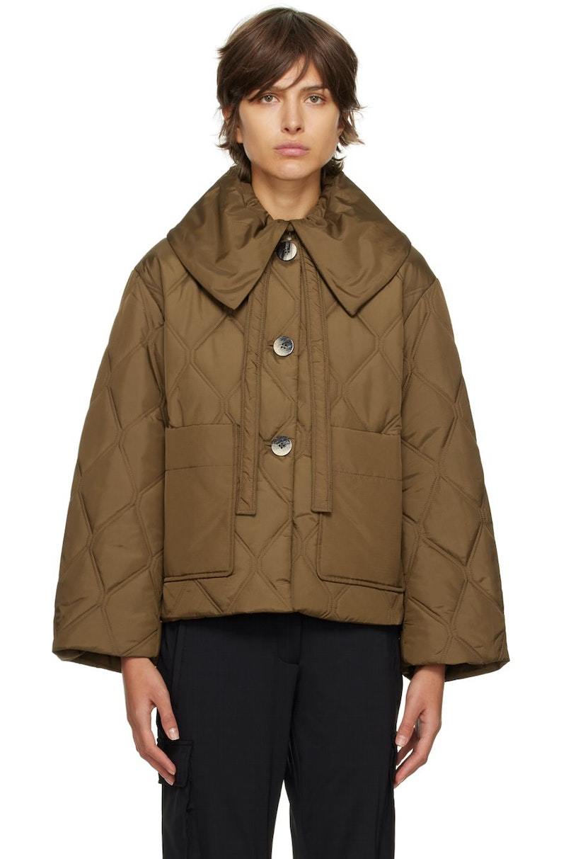 VIP【関税送料無料】希少 GANNI QUILTED SHORT JACKET Ganni Quilted Jacket - Teak | Garmentory