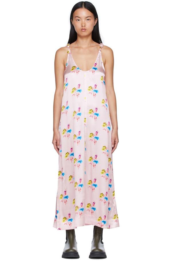 ワンピースその他 Ganni Satin Maxi Dress Light Lilac F7598428 F7598428SS23 Egret Floral Satin Maxi Dress | GANNI