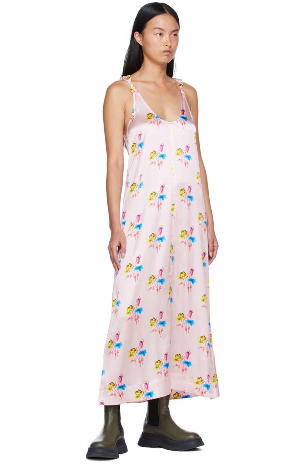 ★Ganni★ Satin Maxi Dress Light Lilac F7598428 GANNI Satin Maxi Dress in Light Lilac | endource