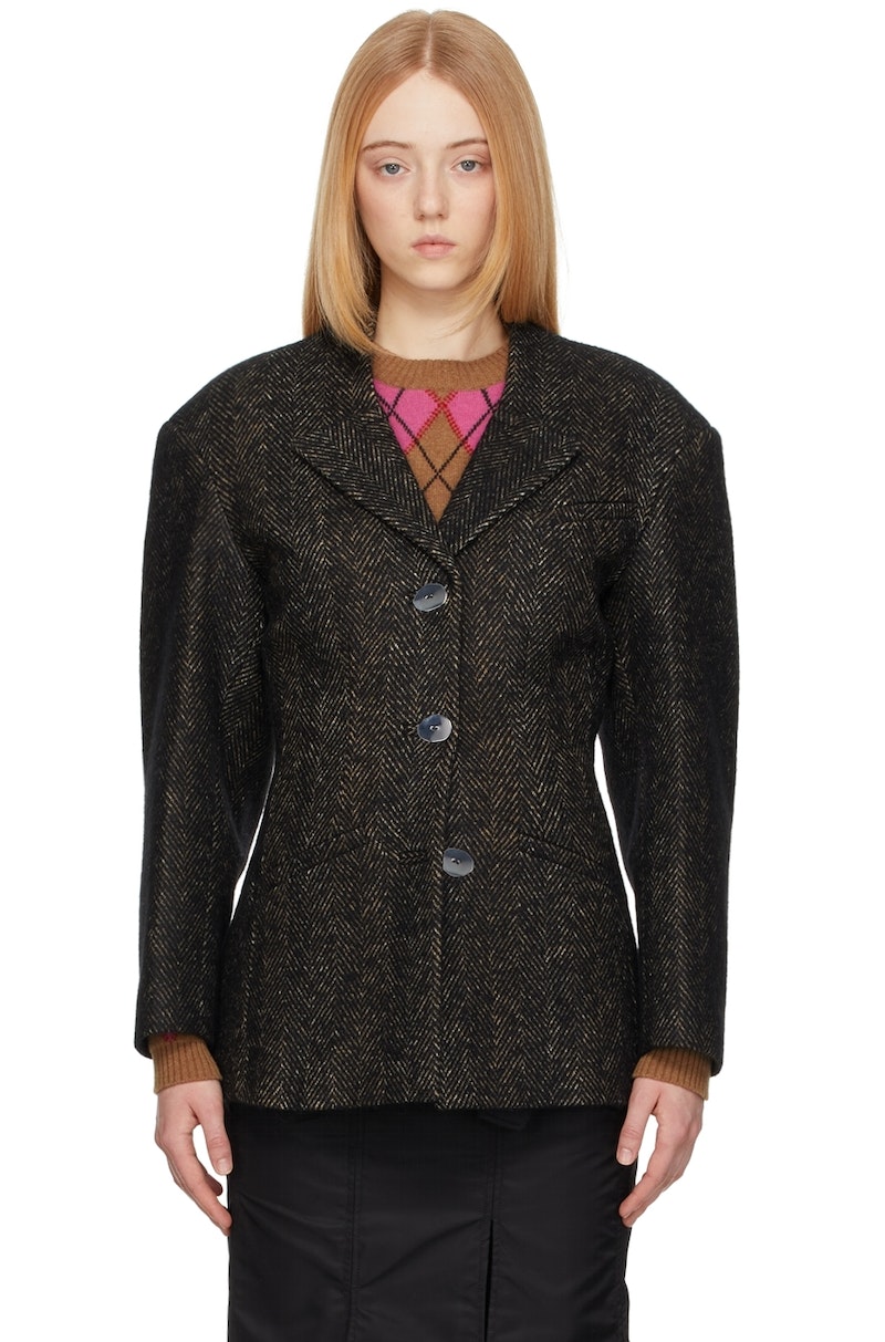 GANNI-Tweed-Structured-Blazer-