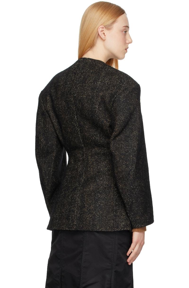 【関税＆送料込み】Ganni Tweed Jacket Celestial Blue Blue Cotton Tweed Curve Sleeve Jacket | GANNI US