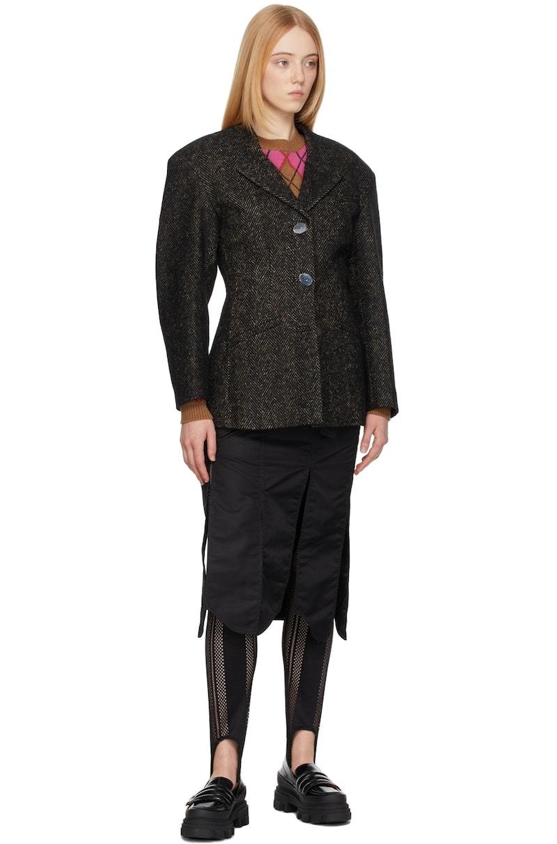 【関税&送料込】Ganni Giacca In Tweed GANNI Tweed Structured Blazer - Black | Garmentory