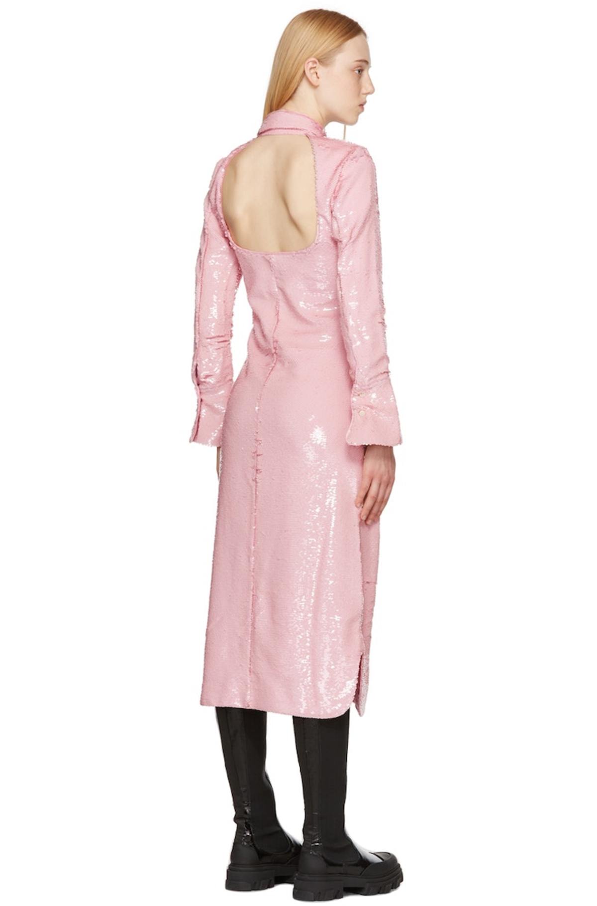 ganni sequin shirt dress GANNI Women's Velvet Sequins Long Dress