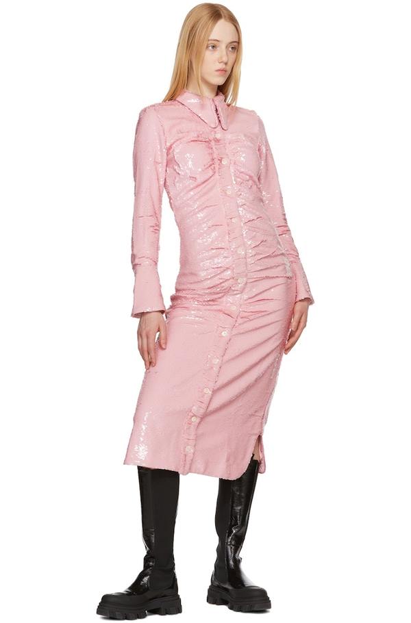 Ganni Sequin Shirt Dress - Light Lilac | Garmentory