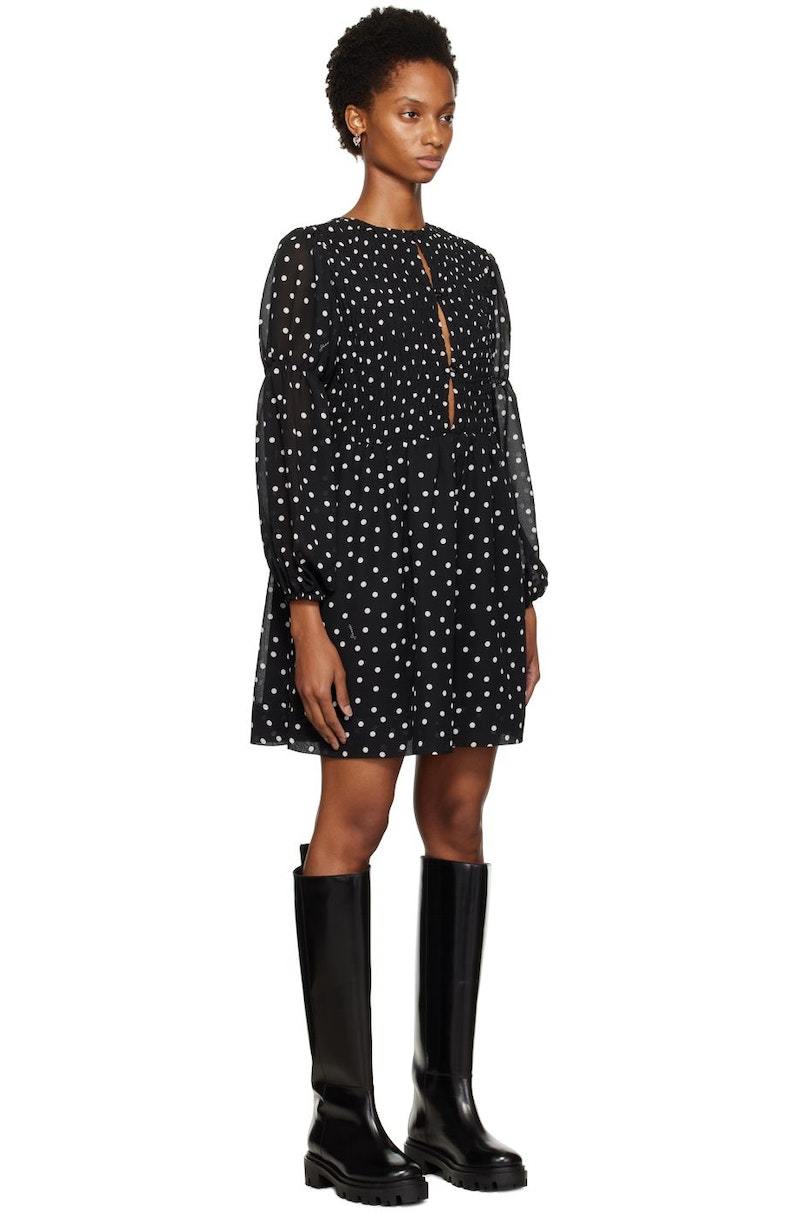 ganni polka dot mini dress GANNI Polka dot-print Mini Dress | White