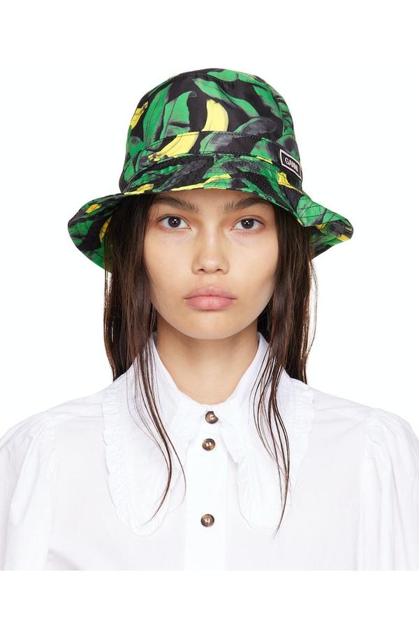 GANNI Recycled Tech Bucket Hat - Green | Garmentory display picture 3
