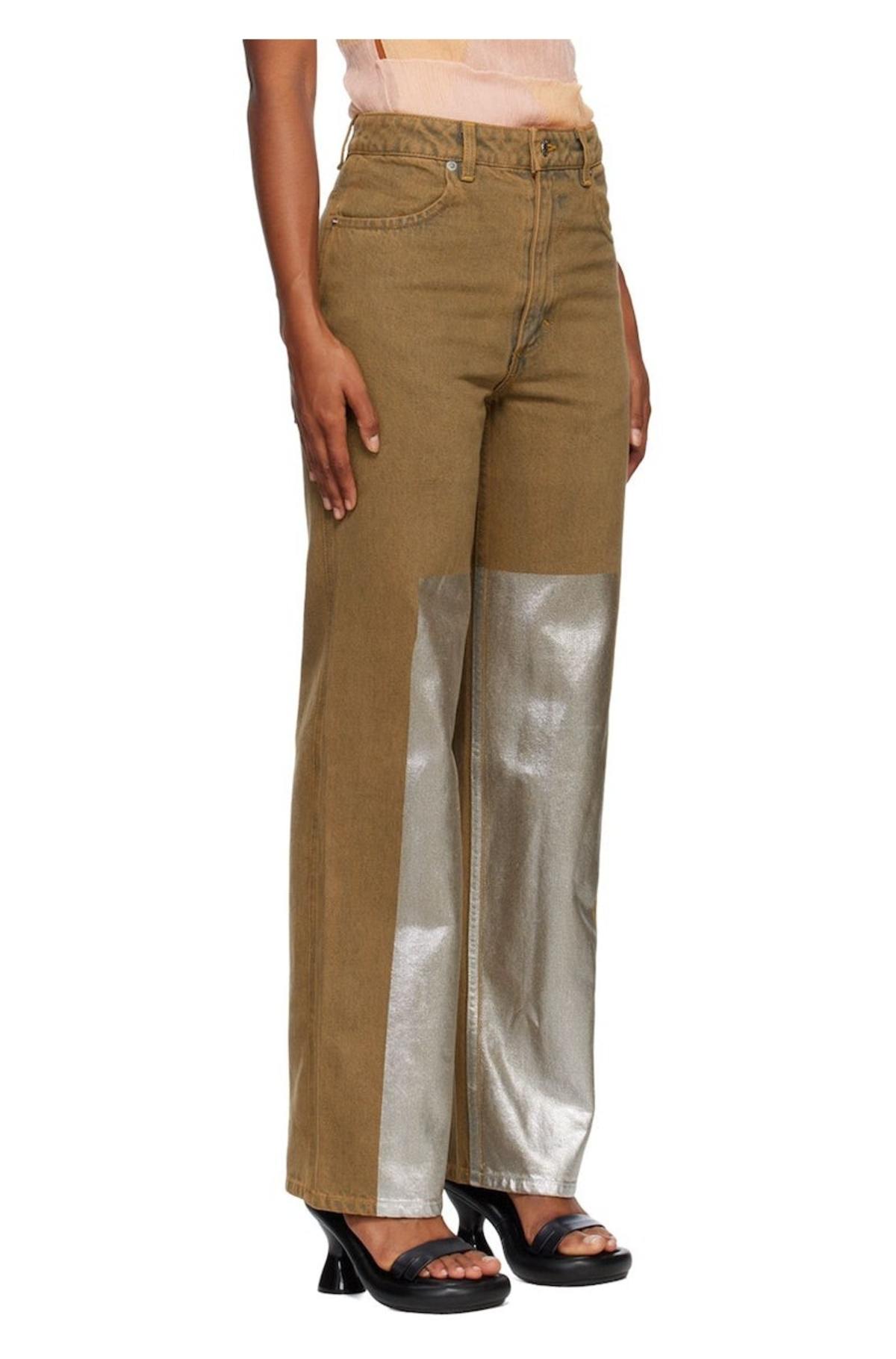 Eckhaus Latta Brown Wide Leg Jeans - Image 2 of 4