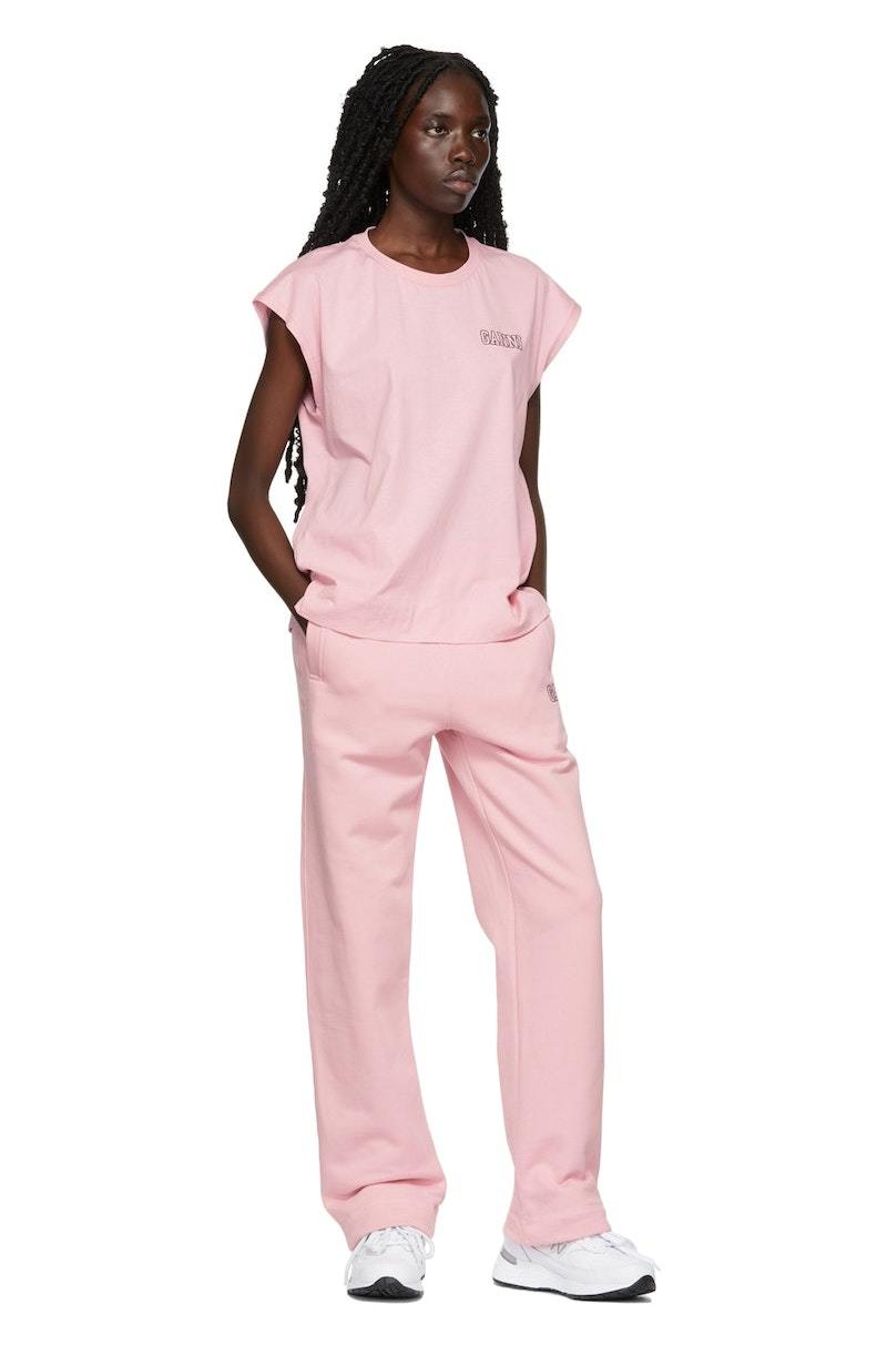 パンツ Ganni Software Isoli Elasticated Pants Egglet T2925135 T2925 GANNI Software Isoli Lounge Pants - Pink | Garmentory