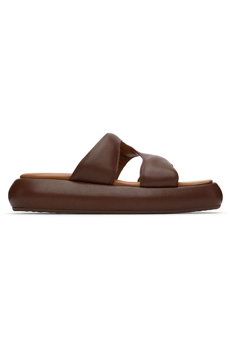 Eckhaus Latta Zee Leather Platform Slides in Brown Size US 10 Kork-Ease Yazmin Leather Platform Slide Sandal - Dark Brown  main image 3